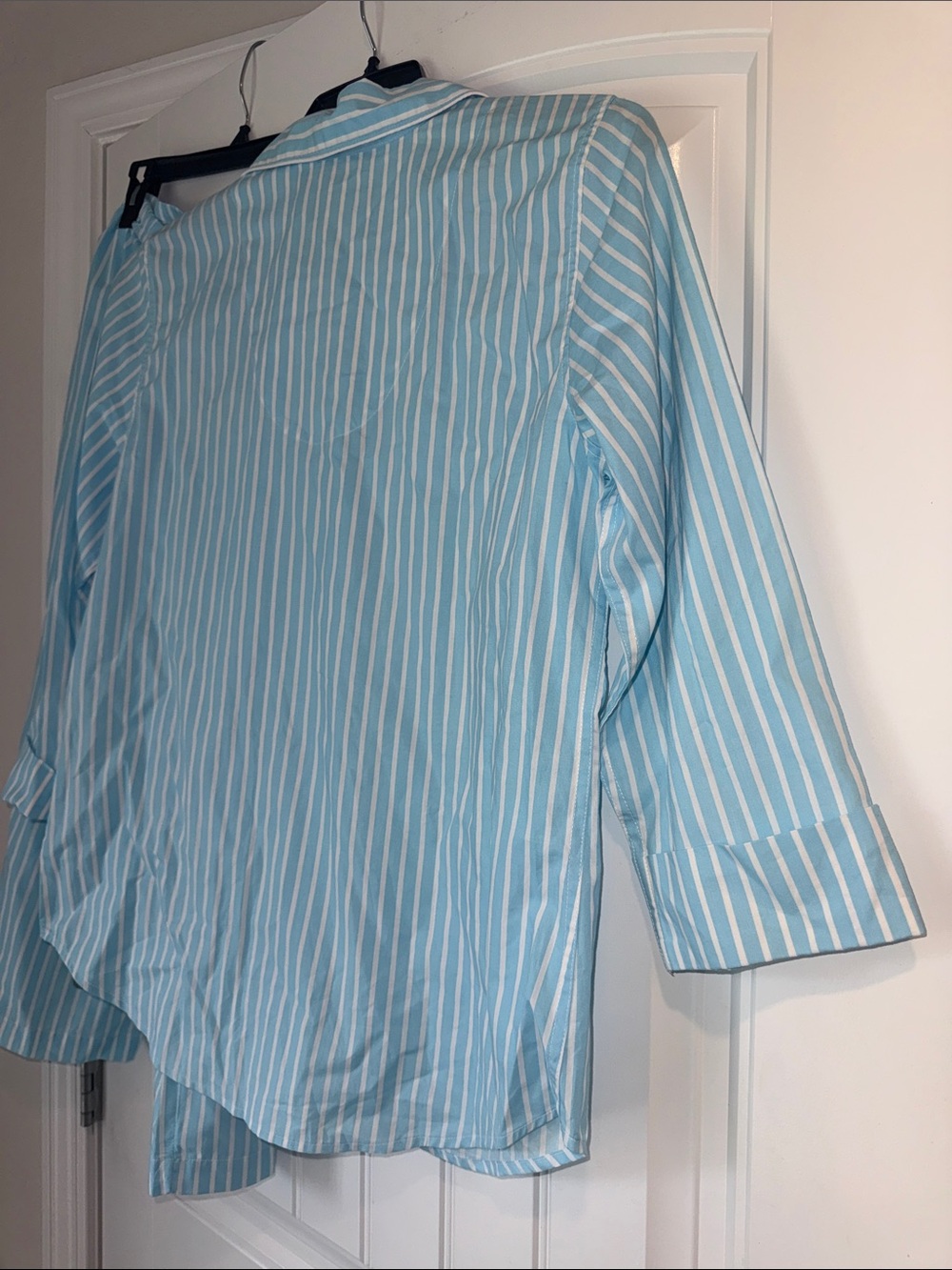 Lauren Ralph Lauren Striped 100% Cotton Pajama Set Capri Blue Medium - Picture 11 of 12